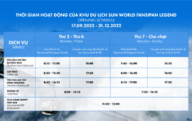 Cập nhật thời gian hoạt động của khu du lịch Sun World Fansipan Legend từ ngày 17/9/2022 – 31/12/2022