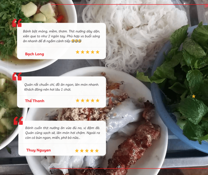 Chia sẻ của du khách về trải nghiệm tại quán Bánh cuốn Thủy Sơn