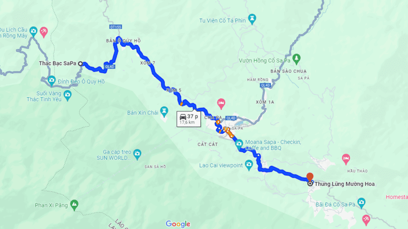 Cung đường từ thác Bạc đến thung lũng Mường Hoa 