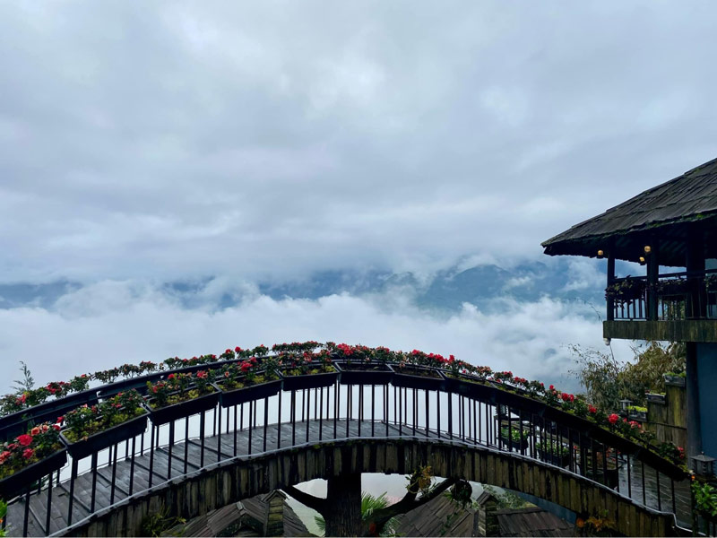 Mây tựa như chốn bồng lai nhìn từ resort săn mây Sa Pa - The Mong Village Resort 